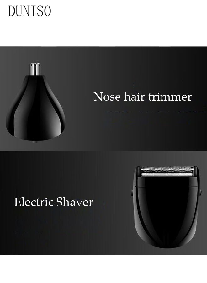 Hair Clippers Portable Electric Shaver Powerful Storm Nose Hair Trimmer for Men with 3 Replacement Headers and 4 Positioning Combs, Multifunctional Electric Razor, USB Hair Trimmer Set for Travel