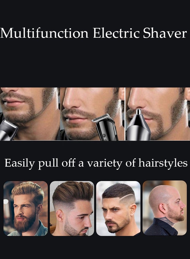 Hair Clippers Portable Electric Shaver Powerful Storm Nose Hair Trimmer for Men with 3 Replacement Headers and 4 Positioning Combs, Multifunctional Electric Razor, USB Hair Trimmer Set for Travel