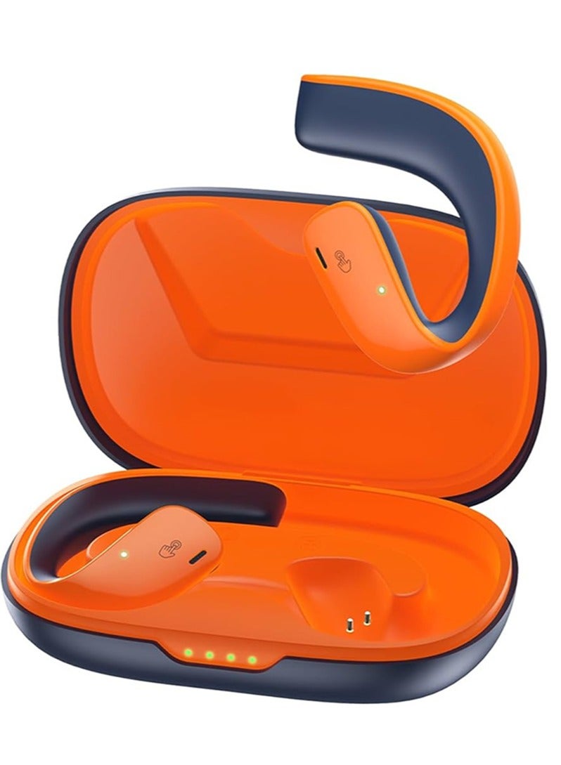 Comfortable Immersive Earphone With Open Ear Wireless Design, 35H Long Battery Life,5.3 Bluetooth Connectivity and IPX67 Water Resistance T20- Orange/Blue