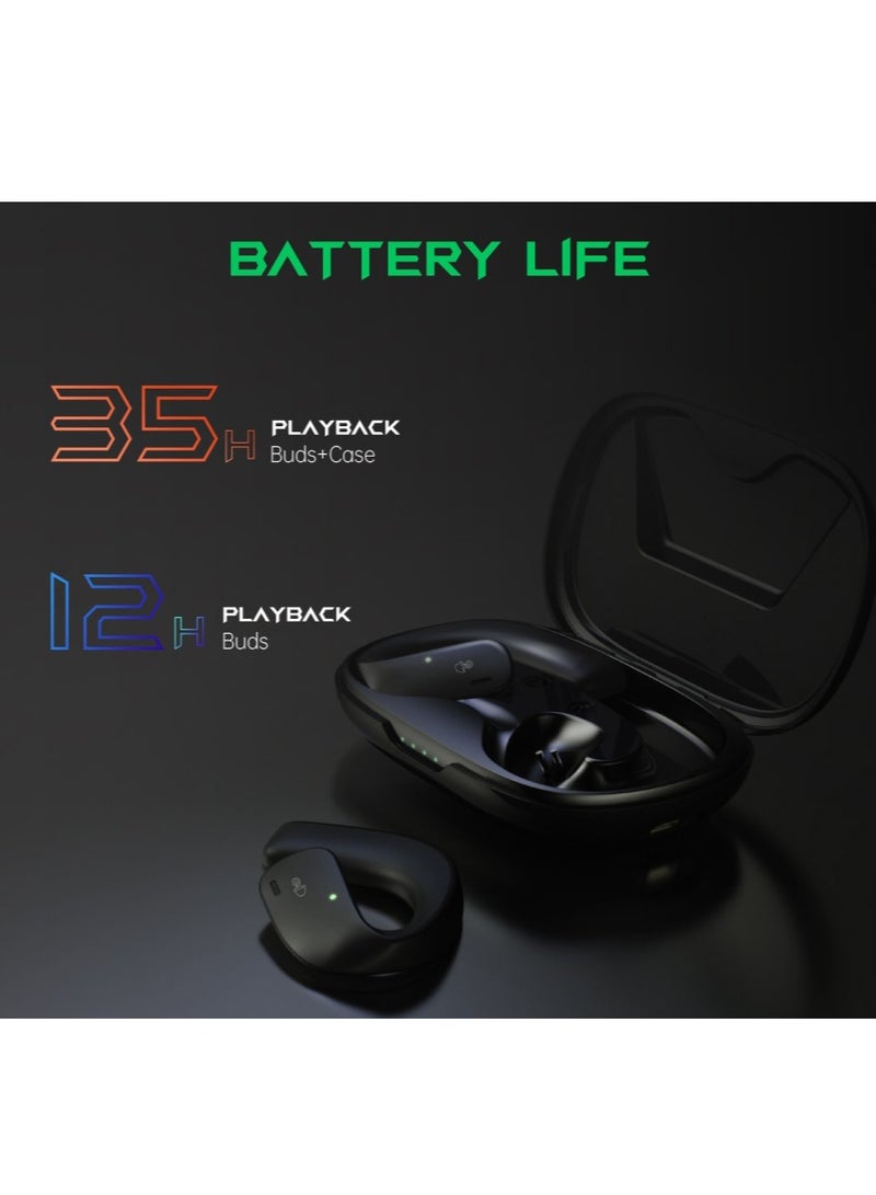 Comfortable Immersive Earphone With Open Ear Wireless Design, 35H Long Battery Life,5.3 Bluetooth Connectivity and IPX67 Water Resistance T20- Orange/Blue