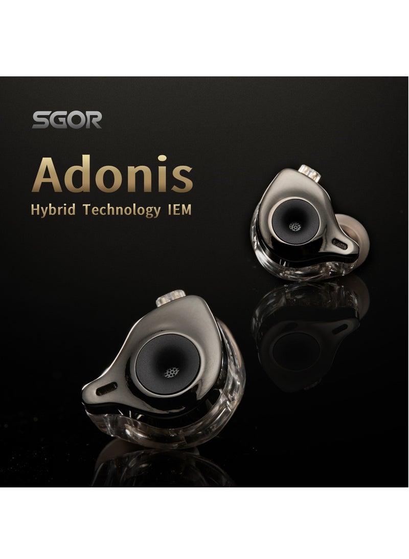 SGOR Adonis 1DD+1BA Hybrid Technology Earphones In Ear Monitor HIFI Super Bass Earbuds High Sound Quality Music Headphones (No mic)