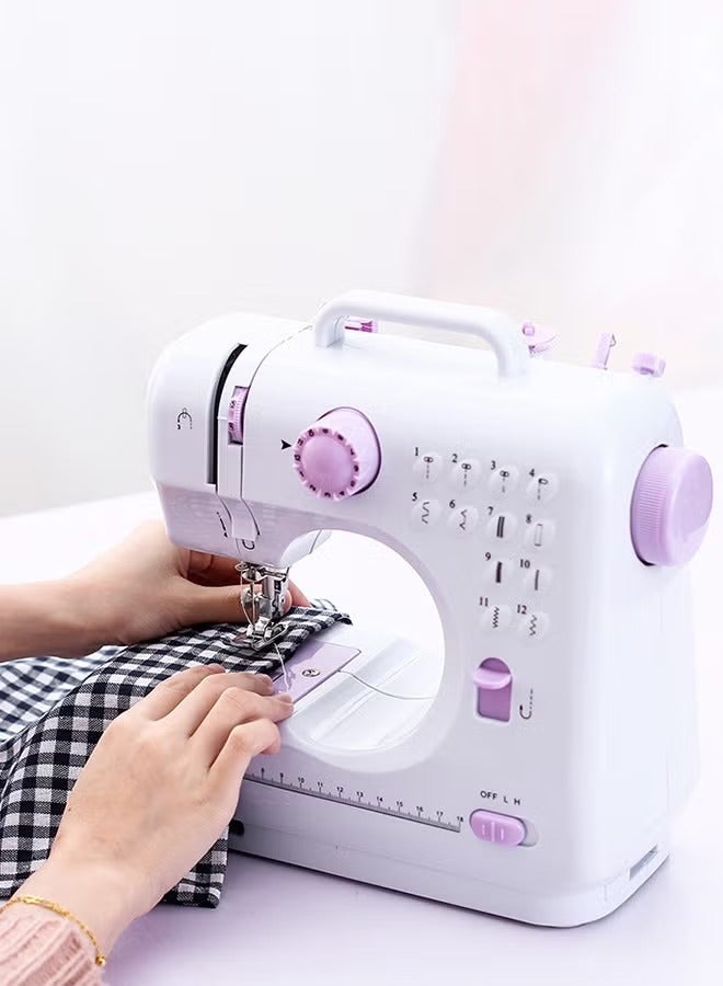 Electric Sewing Machine, 12-Needle Two-Way Household Portable Sewing Machine for Sewing Clothing, Overlocking, Buttonholes