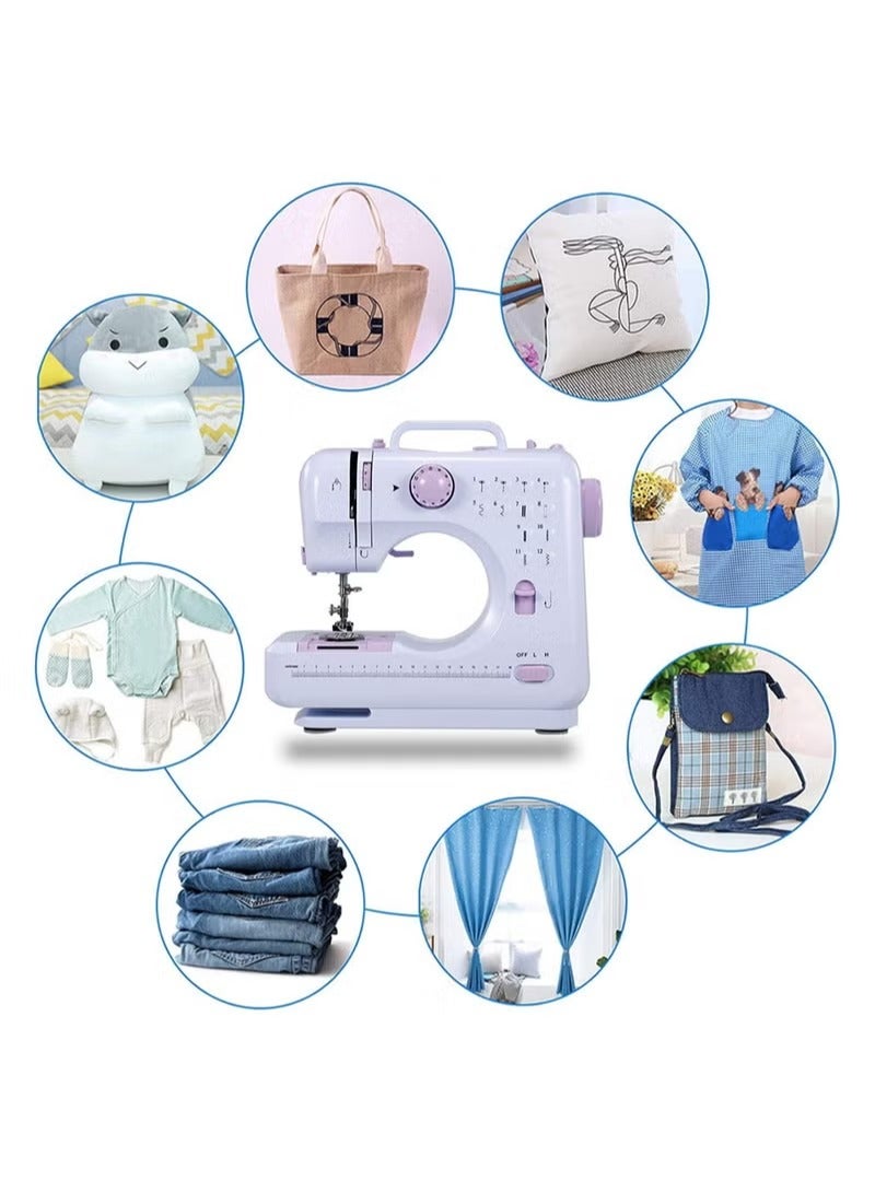 Electric Sewing Machine, 12-Needle Two-Way Household Portable Sewing Machine for Sewing Clothing, Overlocking, Buttonholes