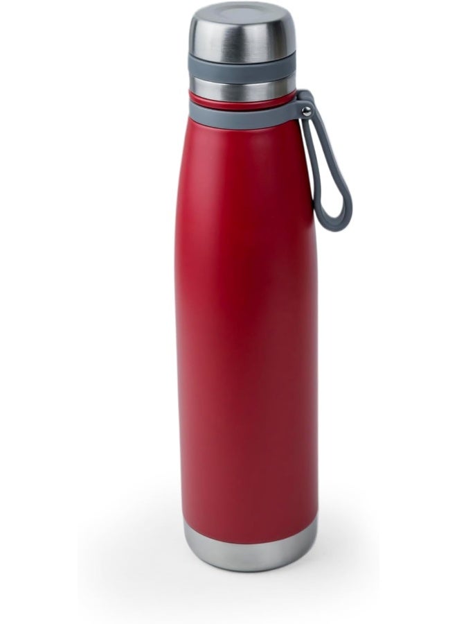 Elsa 853Ml Stainless Steel Vacuum Bottle - Double Wall Insulation For Hot And Cold Beverages - Comfortable To Hold - Easy To Carry - Indoor And Outdoor Use - Red