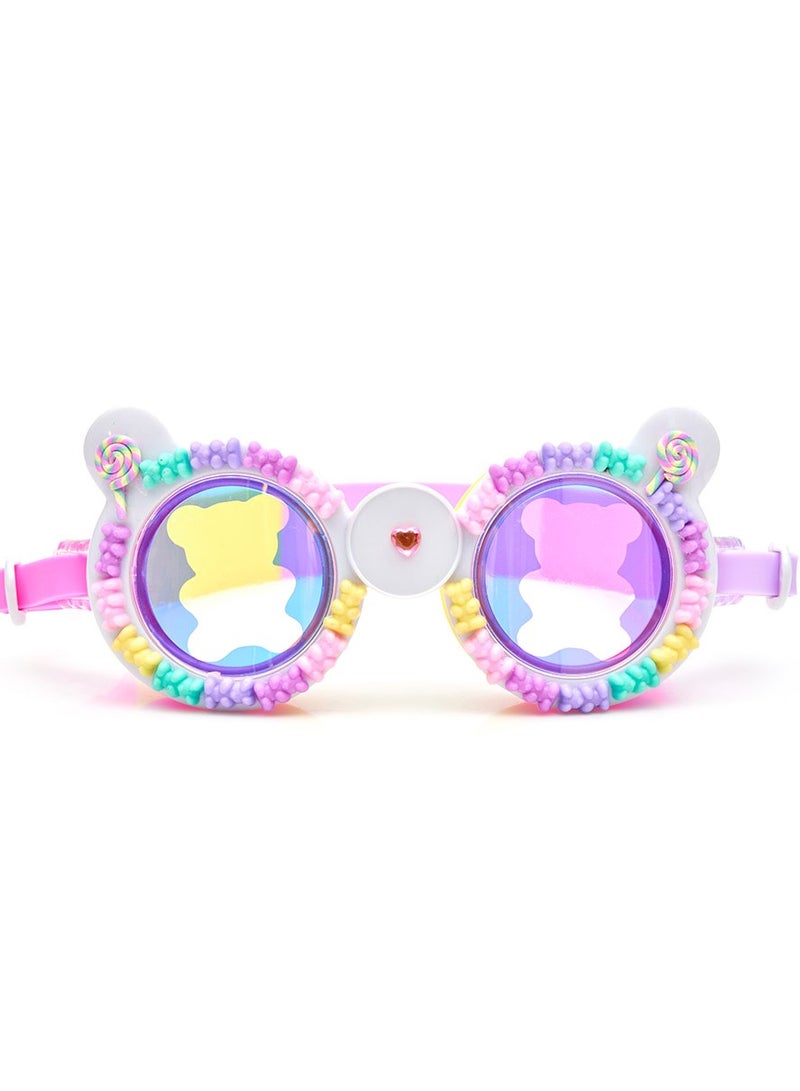 Lollipop Gummy Bear Swim Goggles for Kids - Anti Fog, No Leak, Non Slip, UV Protection - Hard Travel Case - Lead and Latex Free