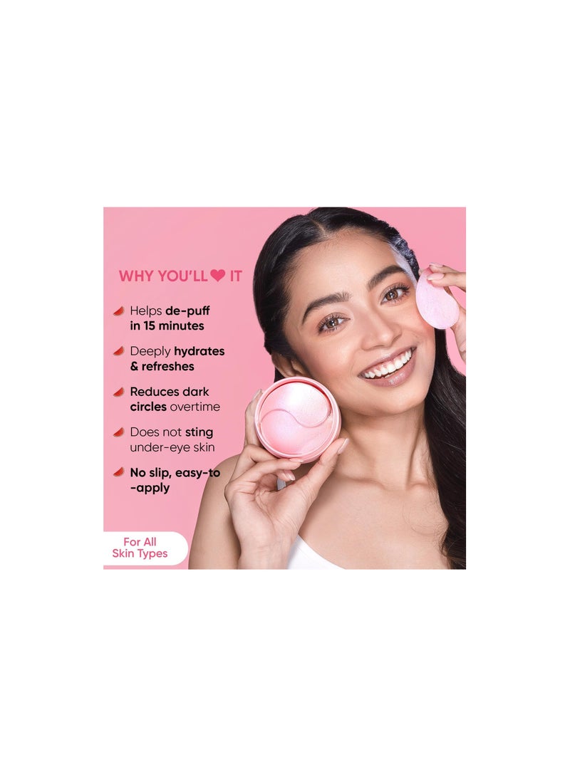 Dot & Key Watermelon Cooling Hydrogel Eye Patches | With Hyaluronic & Niacinamide | Under Eye Patches For Dark Circles & Puffiness Reduction | Instantly Hydrates, Cools & De-Puffs | 60 Patches, Pink