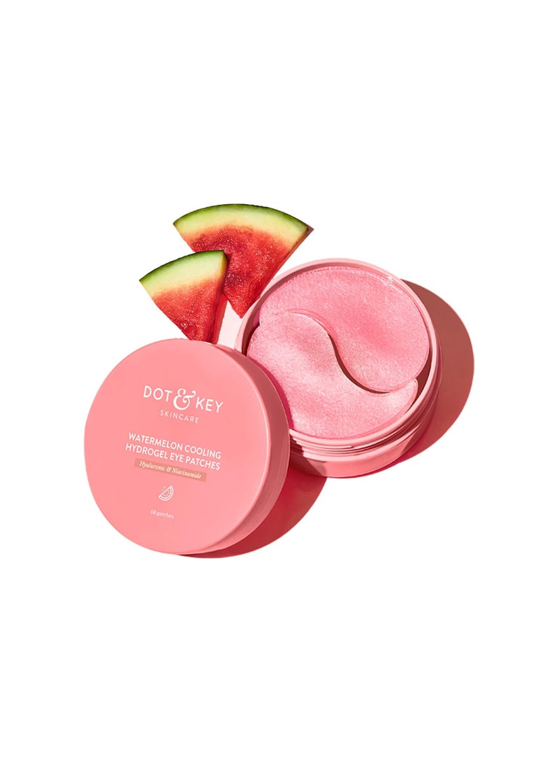 Dot & Key Watermelon Cooling Hydrogel Eye Patches | With Hyaluronic & Niacinamide | Under Eye Patches For Dark Circles & Puffiness Reduction | Instantly Hydrates, Cools & De-Puffs | 60 Patches, Pink