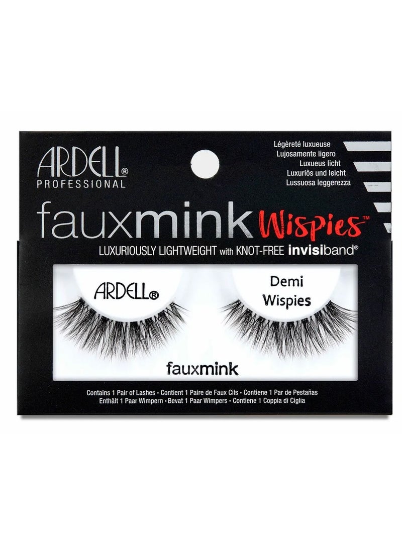 Faux Mink, Demi Wispies- Black, 1 Pair