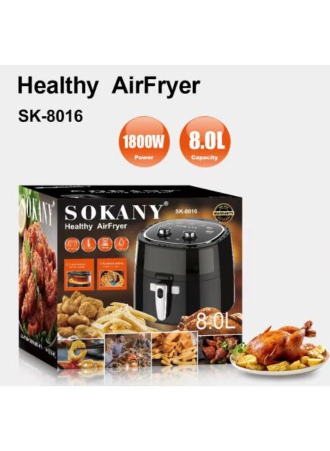 Effortless Healthy Meals with Sokany Air Fryer SK-8016: 1800W, 8.0L, Oil-Free Cooking, Digital Controls