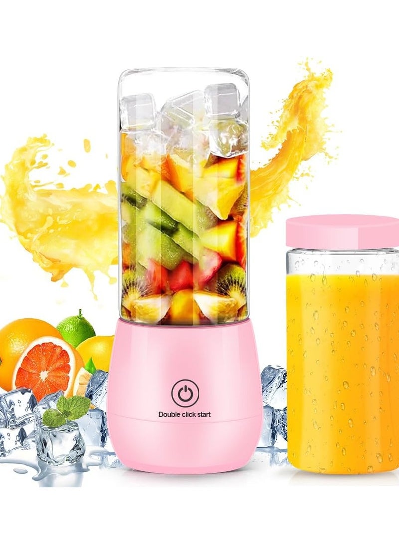 Portable USB Rechargeable Blender for Smoothies and Shakes with 6 Sharp Blades, Travel Lid, One-Touch Auto-Clean, Waterproof Design for Kitchen and Beach Use