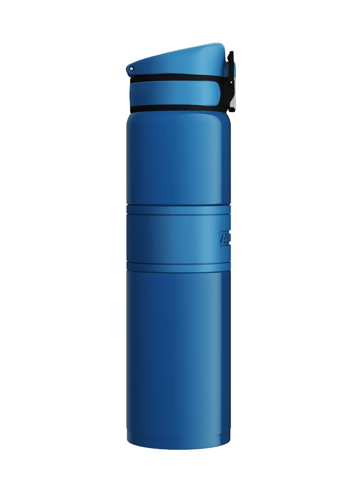 Double Wall Stainless Steel Thermo Bottle, 480ml Insulated Water Bottle, Keeps Drinks Hot or Cold up to 6 Hours, Leak-Proof Lid, Non-Slip Silicone Finish, Durable Travel Flask for Office, Gym & Outdoor Use (Blue)
