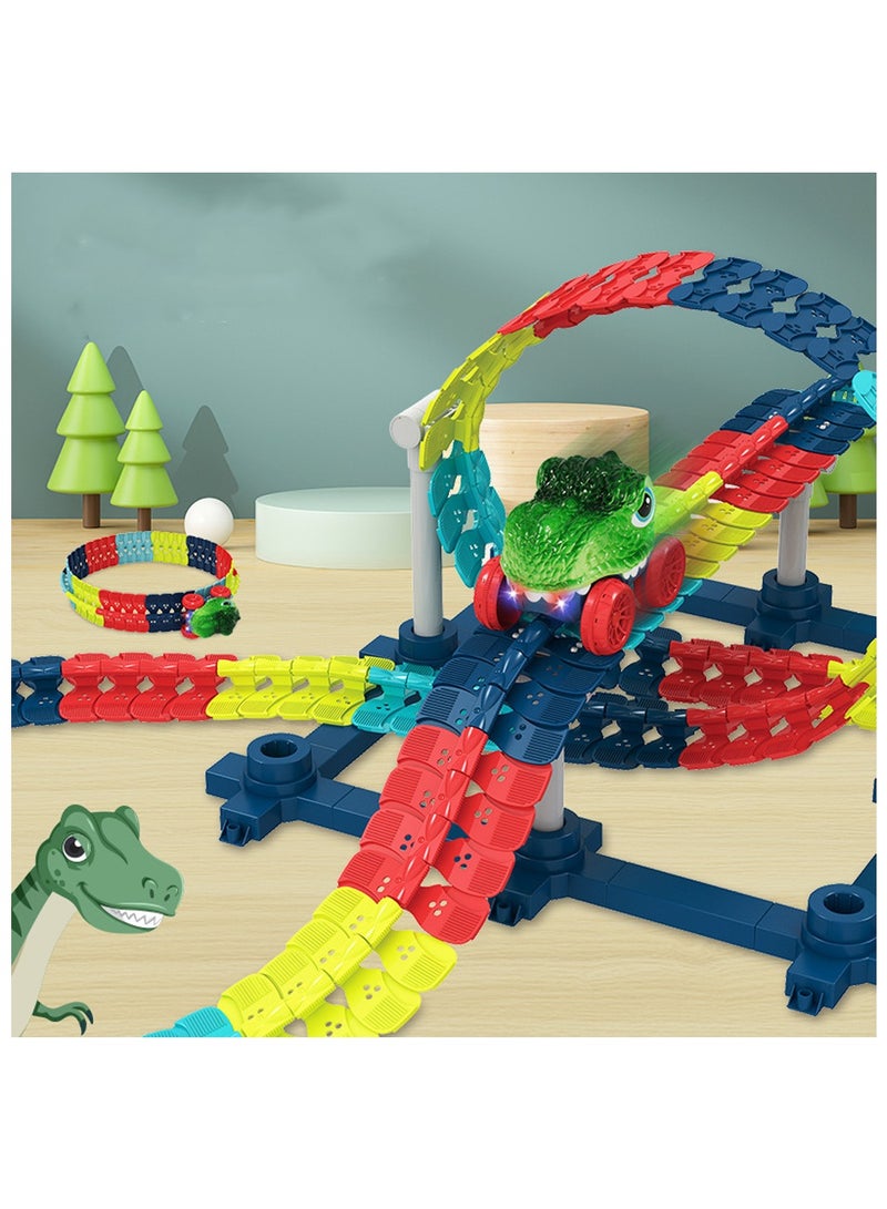 1 Box Set Of Dinosaur Anti-Gravity Track Car 50PCS Children's Toys Dinosaur Shape Assembly Twisted Roller Coaster Children's Educational Toys