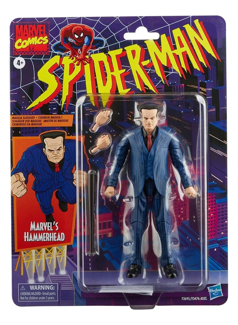 Marvel Legends Series Spider-Man 6-inch Marvel's Hammerhead Action Figure Toy, Includes 3 Accessories: 2 Alternate Hands, 1 Baseball Bat,Multicolor,F3695