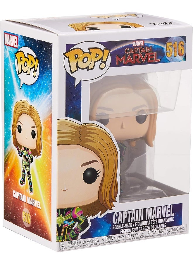 Funko Pop! Vinyl Bobble Captain Marvel With Neon Suit - Collectable Vinyl Figure