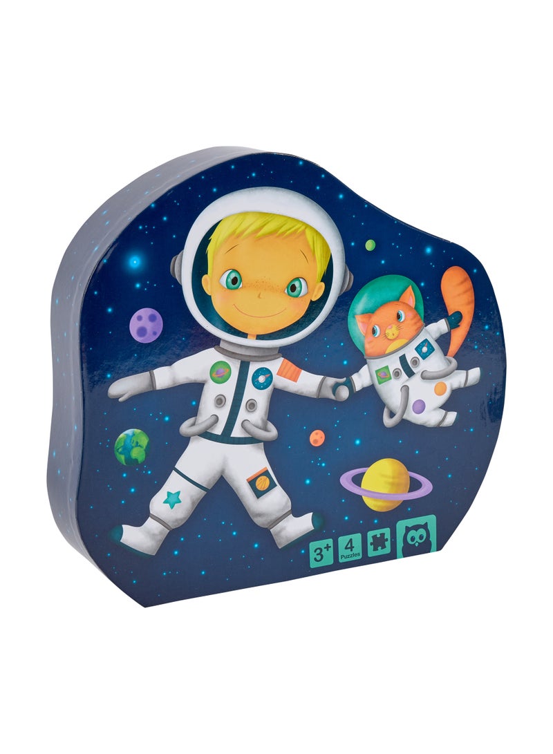 Eurekakids 4 Sets Astronaut Evolutive Puzzles - 43pcs| Educational toy for Toddler and Kids | Encourage Logical Thinking and Observation Skills|Solar System and Human Exploration| For 3Y+