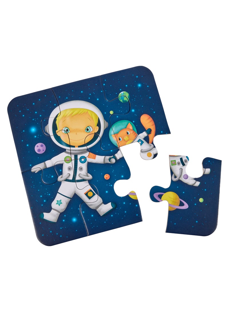 Eurekakids 4 Sets Astronaut Evolutive Puzzles - 43pcs| Educational toy for Toddler and Kids | Encourage Logical Thinking and Observation Skills|Solar System and Human Exploration| For 3Y+