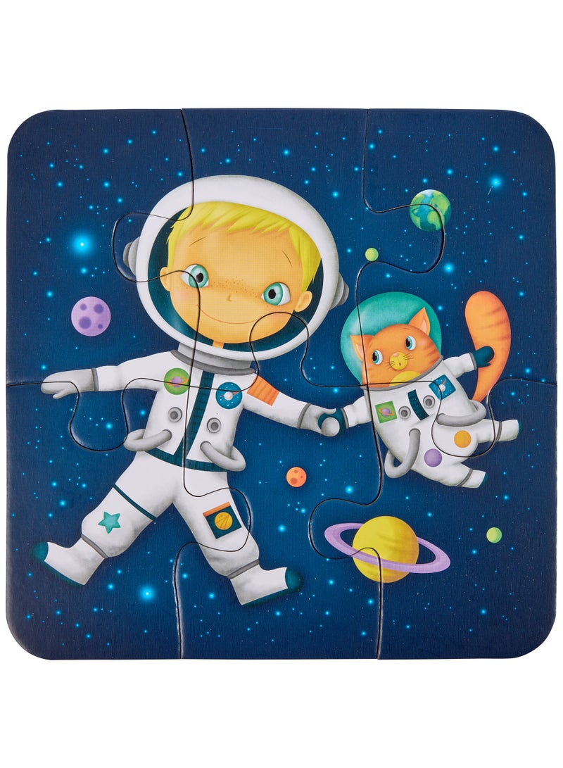 Eurekakids 4 Sets Astronaut Evolutive Puzzles - 43pcs| Educational toy for Toddler and Kids | Encourage Logical Thinking and Observation Skills|Solar System and Human Exploration| For 3Y+