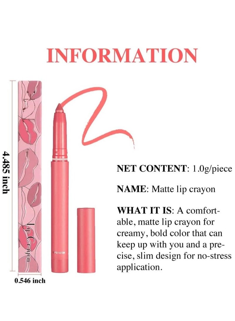 Matt Nude Lipstick Lipliner Set with Built-in Sharpener Matte Lipliner Pencil Collection, Waterproof Crayon Nourishing Buildable Velvet Lip Crayon Lip Liner Lip Pen Lip Makeup 3 Colors