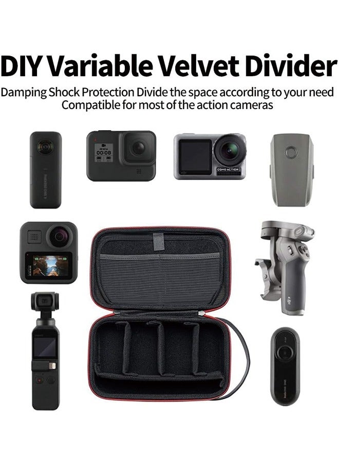 TELESIN Carrying Case Organizer for GoPro Insta360 DJI Action Camera, with DYI Divider Waterproof Hard Protect Travel Carry Bag for Hero 12 11 10 9 8 X2 X3 GO2 GO3 Selfie Stick Strap Mount Accessories