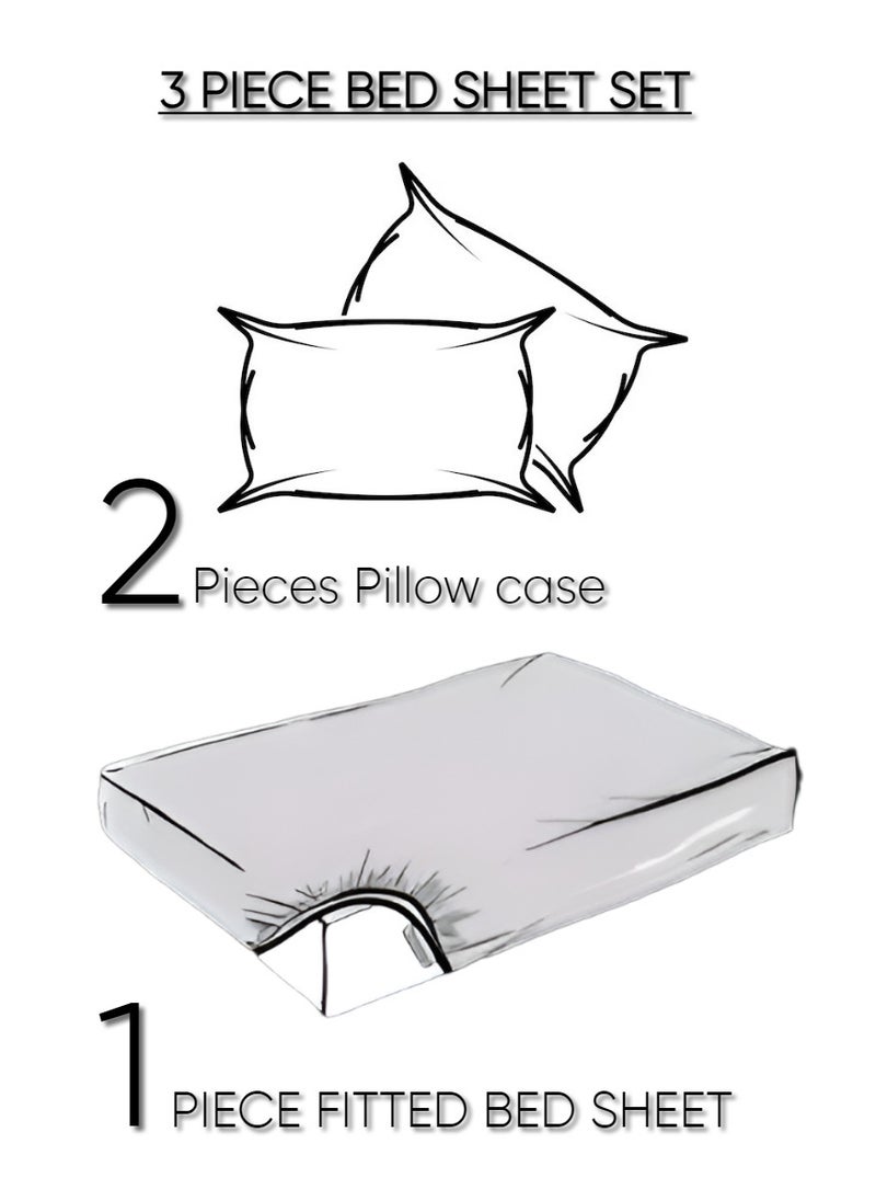 Striped Twin Size Bed Sheet Sets Cotton 3 Piece Set Deep Pocket 120x200+15cm