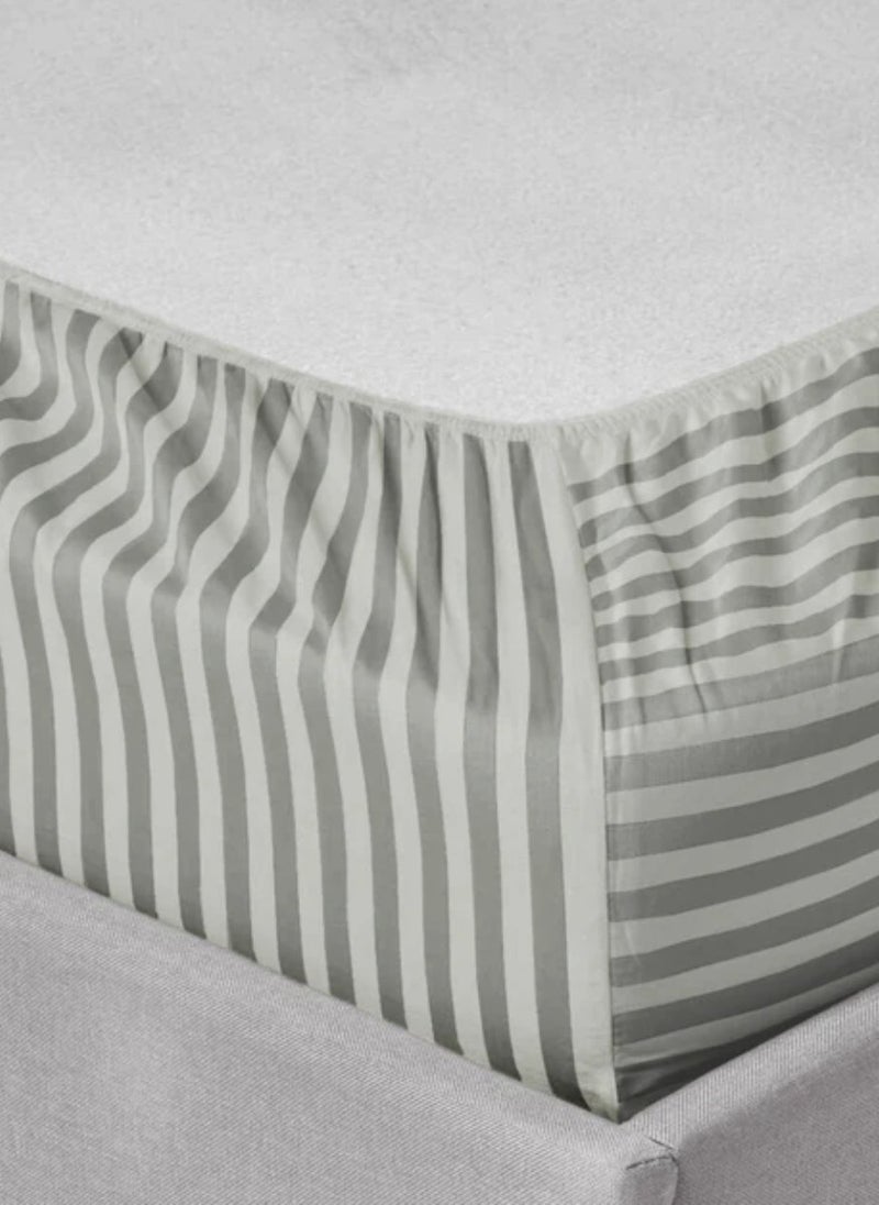 Deep Pocket Double Size Striped Bed Sheet Set Cotton 150x200+20cm