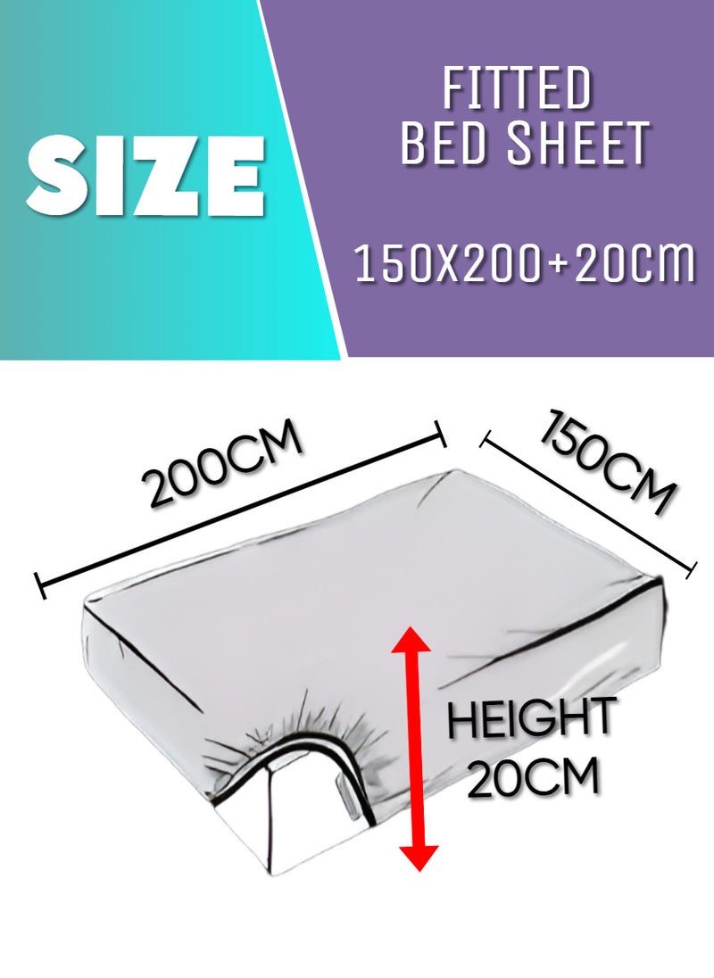 Striped Double Size Bed Sheet Sets Cotton 3 Piece Set Deep Pocket 150x200+20cm