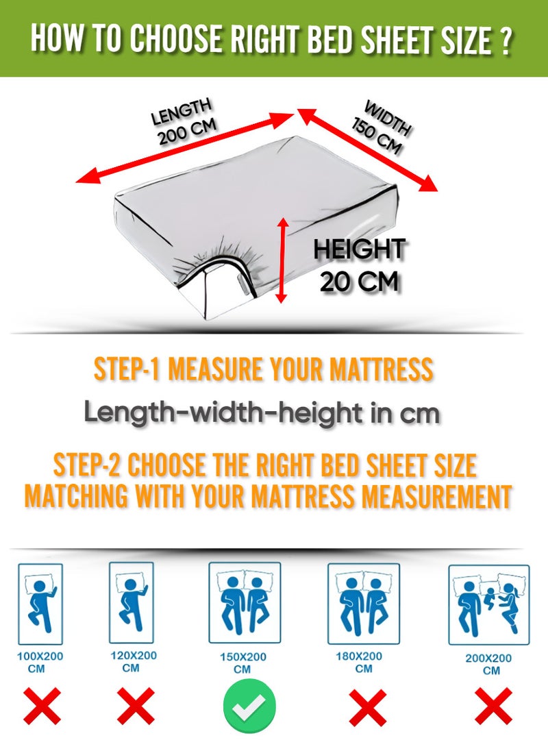 Extra Deep Pocket Sheets Cotton 3 Piece Bed Sheet Set 150x200+20cm