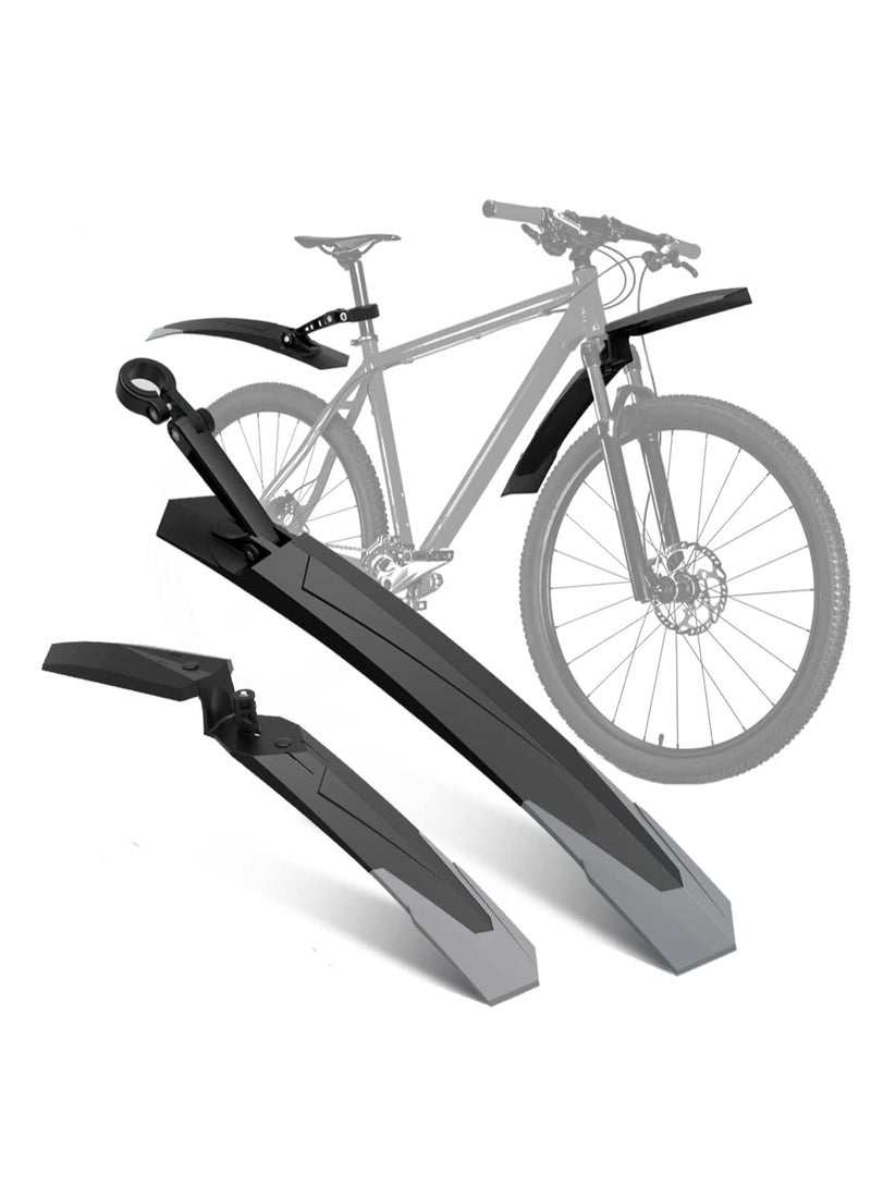 Bike Mudguard Set for Mountain Bike, Adjustable Bicycle Fender, Universal Mud Guard for 24-29 Inch Bikes, Suitable for E-Bikes, Durable and Easy to Install