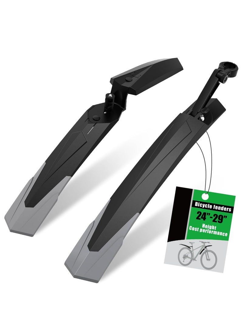 Bike Mudguard Set for Mountain Bike, Adjustable Bicycle Fender, Universal Mud Guard for 24-29 Inch Bikes, Suitable for E-Bikes, Durable and Easy to Install