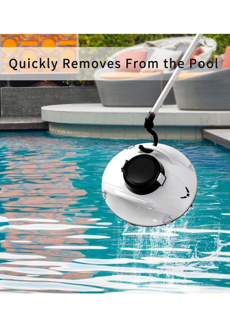 Cordless Pool Vacuum Cleaner, Robotic Pool Cleaner, Lasts 120min, Dual-Motor,Smart Navigation and Parking System, LED Indicator, Suitable for Flat Pools Up to 1000 sq, White