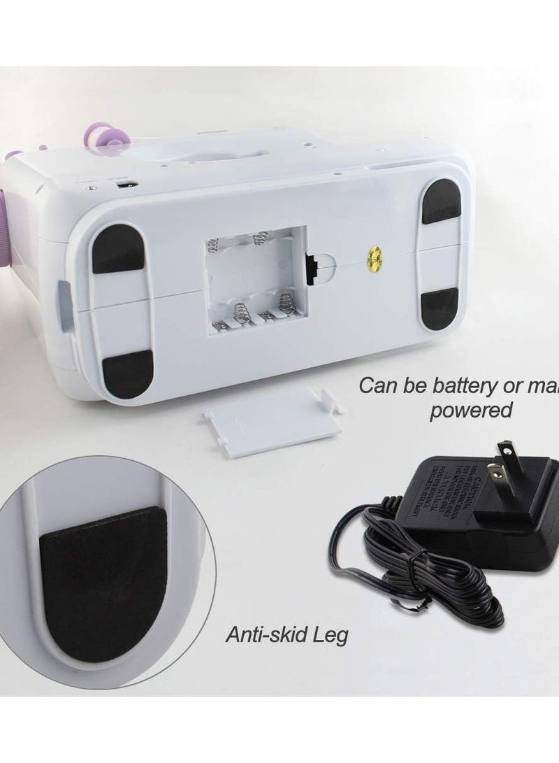 Mini Sewing Machine for Beginner, Portable Sewing Machine,12 Built-in Stitches Small Sewing Machine Double Threads and Two Speed Multi-function Mending Machine with Foot Pedal for Kids, Women (Purple)