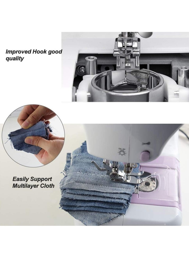 Mini Sewing Machine for Beginner, Portable Sewing Machine,12 Built-in Stitches Small Sewing Machine Double Threads and Two Speed Multi-function Mending Machine with Foot Pedal for Kids, Women (Purple)