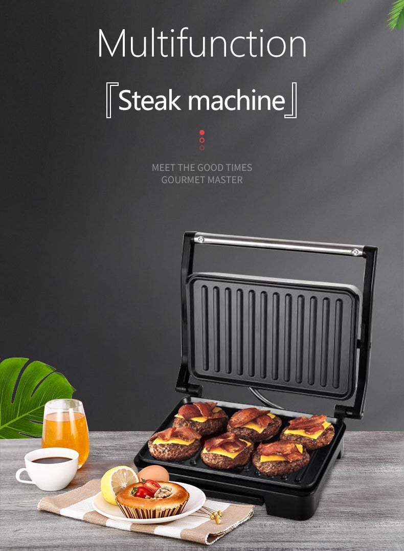 Non-Stick Grill, Panini/Sandwich Grill, Steak Machine, 850 Watts, for Grilled Meat, Sausages, Hamburgers, Bread Sandwich SK-223 Black