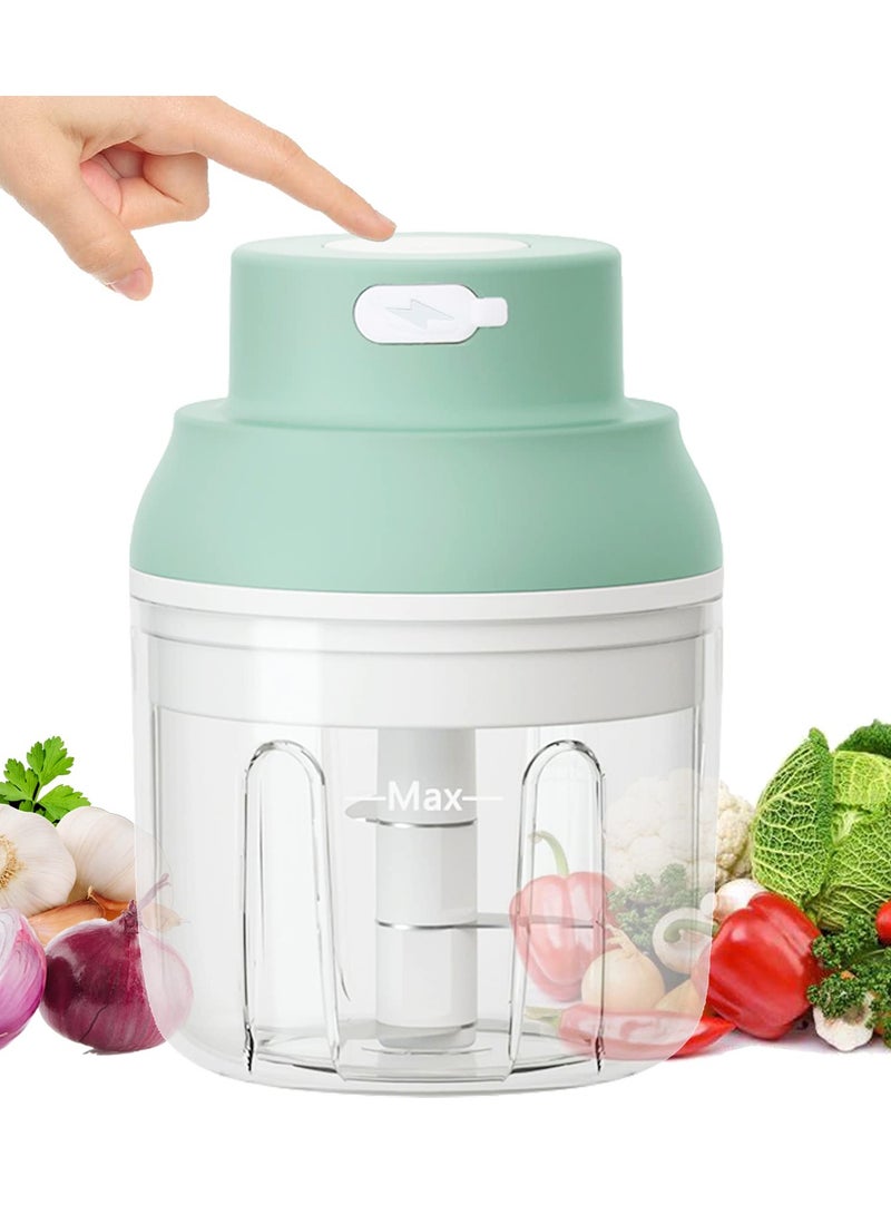 Electric Garlic Chopper, Onion Ginger Salad Pepper Nuts Grinder, 250ML Mini Cordless Food Chopper, for Onion, Ginger, Chili, Vegetables, Minced Meat, Food BPA-Free