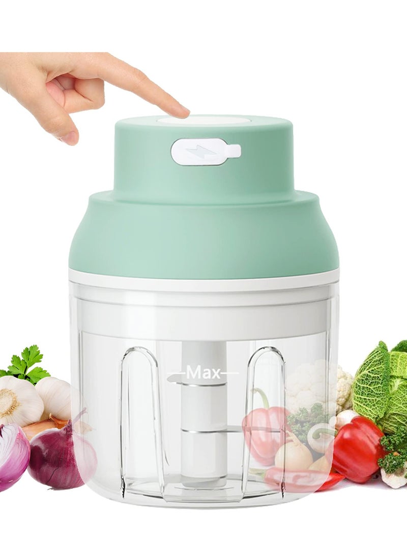 Electric Garlic Chopper, Onion Ginger Salad Pepper Nuts Grinder, 250ML Mini Cordless Food Chopper, for Onion, Ginger, Chili, Vegetables, Minced Meat, Food BPA-Free