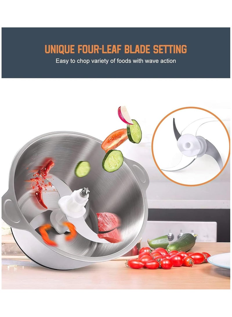 Meat chopper 3L Stainless Steel Electric Meat and Vegetables Grinder Chopper 400W Multi Food Chopper with 2 Speed Levels Food Processors Electric Meat Food Grinder for Meat Vegetables Fruits and Nuts