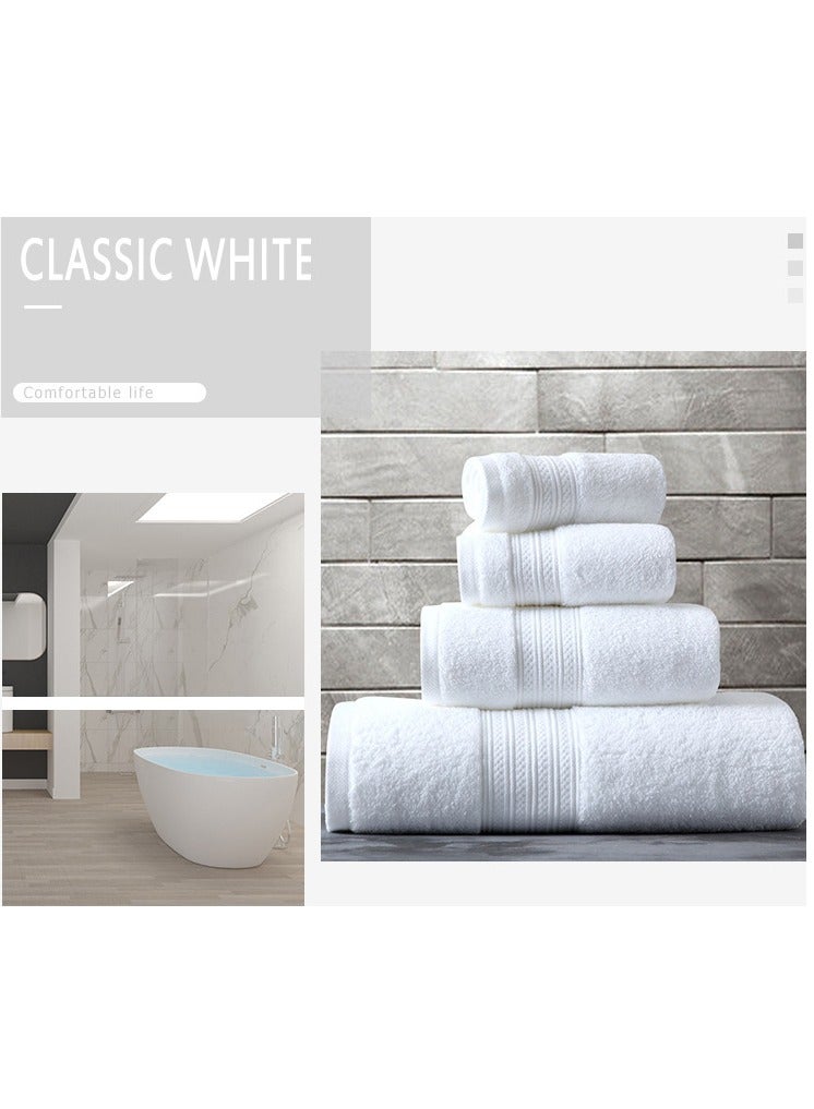 4-Piece Towel Set, White Cotton Luxury Plush Towels, 2 Square Towel, 1 Washcloths, 1 Bath Towel - Highly Absorbent, Quick Dry,Premium Quality Towel Hand Set for Bathroom