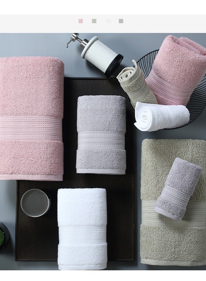 4-Piece Towel Set, White Cotton Luxury Plush Towels, 2 Square Towel, 1 Washcloths, 1 Bath Towel - Highly Absorbent, Quick Dry,Premium Quality Towel Hand Set for Bathroom