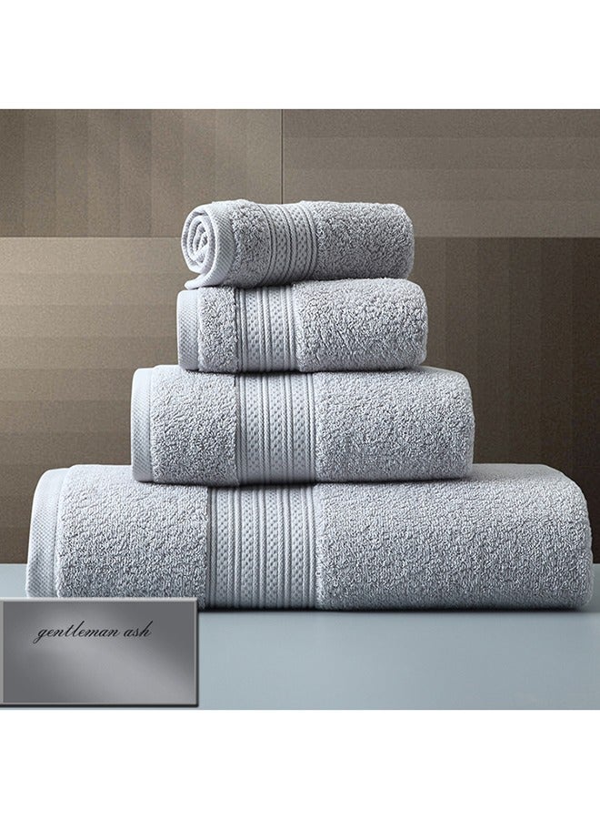 4-Piece Towel Set, Grey Cotton Luxury Plush Towels, 2 Square Towel, 1 Washcloths, 1 Bath Towel - Highly Absorbent, Quick Dry,Premium Quality Towel Hand Set for Bathroom