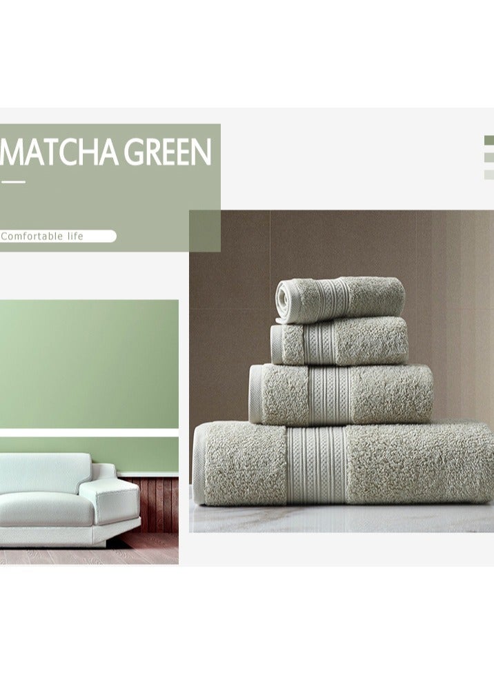 4-Piece Towel Set, Green Cotton Luxury Plush Towels, 2 Square Towel, 1 Washcloths, 1 Bath Towel - Highly Absorbent, Quick Dry,Premium Quality Towel Hand Set for Bathroom