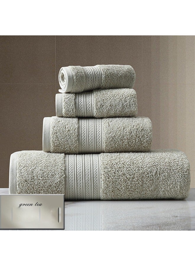 4-Piece Towel Set, Green Cotton Luxury Plush Towels, 2 Square Towel, 1 Washcloths, 1 Bath Towel - Highly Absorbent, Quick Dry,Premium Quality Towel Hand Set for Bathroom