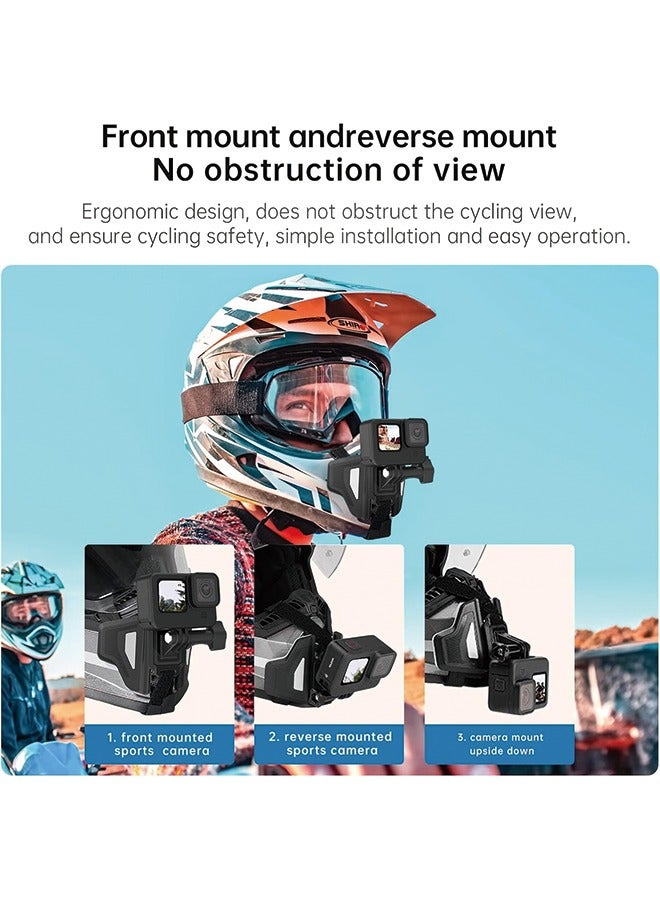 TELESIN Helmet Mount Chin Strap Clamp Motorcycle Dirt Bike Mounts Holder Accessories for GoPro Max 12 11 10 9 8 7 6 5 Insta360 X3 X4 Go3 Ace Pro DJI Action 3 4 Osmo Pocket 3 Camera Head View Accessory