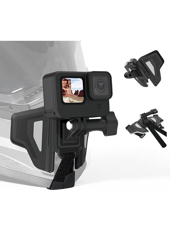 TELESIN Helmet Mount Chin Strap Clamp Motorcycle Dirt Bike Mounts Holder Accessories for GoPro Max 12 11 10 9 8 7 6 5 Insta360 X3 X4 Go3 Ace Pro DJI Action 3 4 Osmo Pocket 3 Camera Head View Accessory