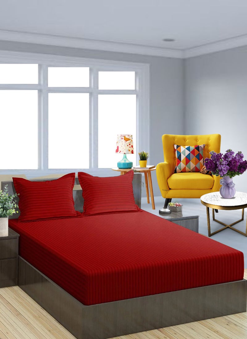 Red Extra Deep Pocket Queen Size Sheets Cotton 3 Piece Sheet Set 180x200+20cm