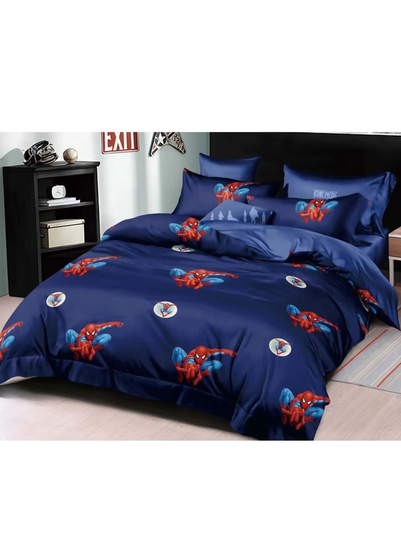 4pcs Single Comfort Set, ,Soft and Breathable Fashion Comfort Set 5D Spiderman Cartoon Theme Print