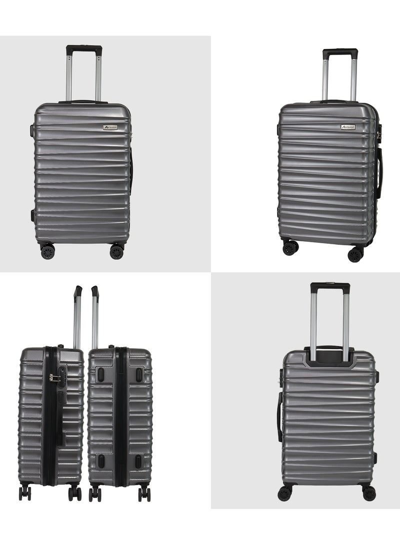 Aklsvion 3 Piece ABS Hardside Spinner Luggage Hard Suitcase Trolley Set 20/24/28 Inch Spinner Wheels with Number Lock Luggage Collection Set of 3 Travel Luggage Bag Grey