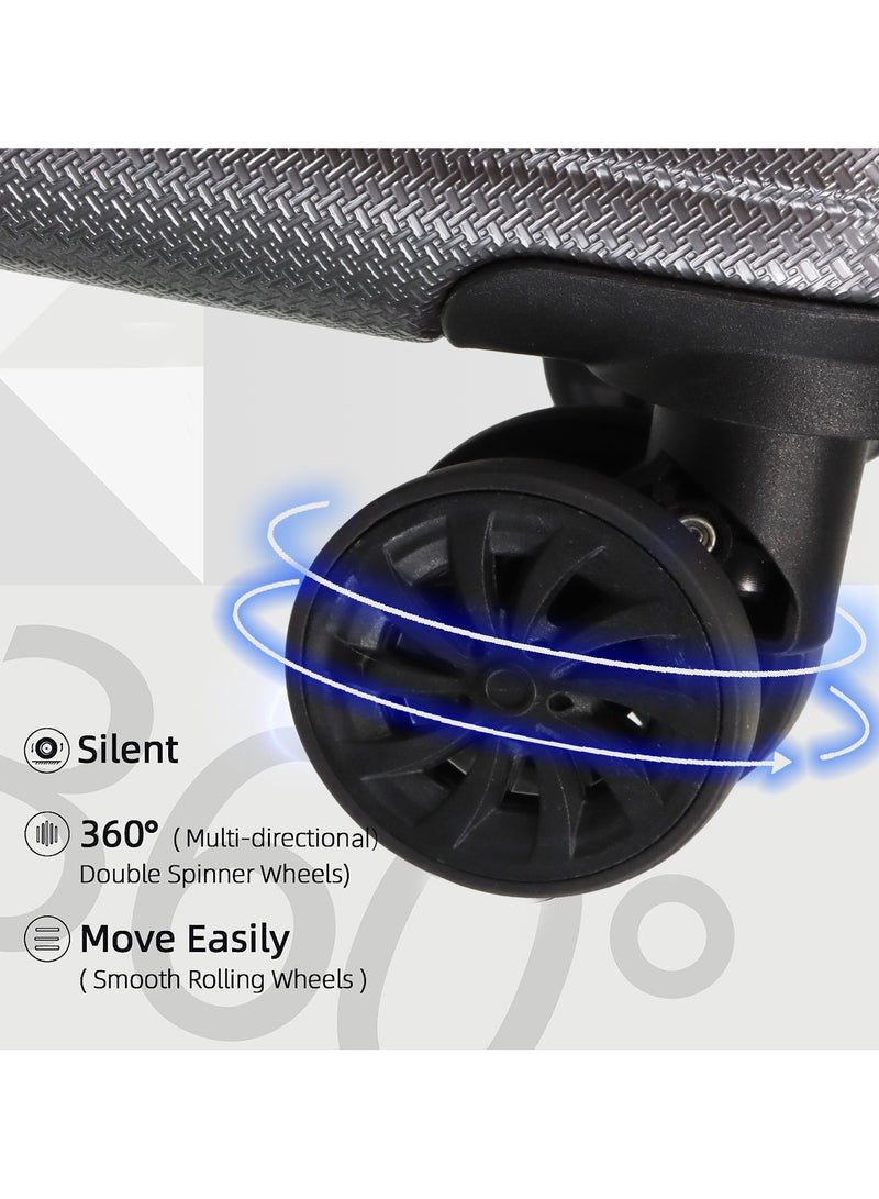 Aklsvion 3 Piece ABS Hardside Spinner Luggage Hard Suitcase Trolley Set 20/24/28 Inch Spinner Wheels with Number Lock Luggage Collection Set of 3 Travel Luggage Bag Grey