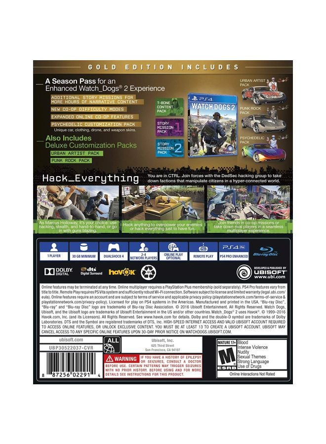 Watch Dogs 2 Gold Edition - PlayStation 4 - Adventure - PlayStation 4 (PS4)