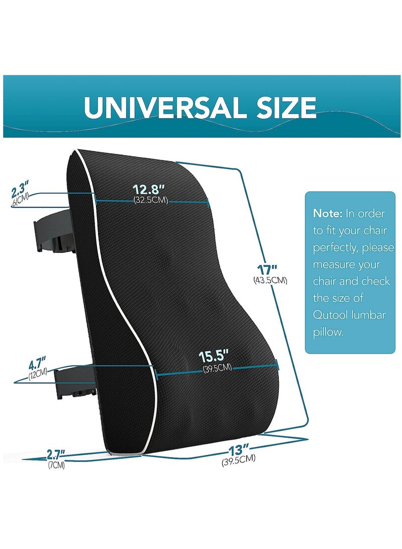 Lumbar Support Pillow for Office Chair Back Support Pillow for Car, Computer, Gaming Chair, Recliner Memory Foam Back Cushion for Back Pain Relief Improve Posture, Mesh Cover Double Adjustable Straps