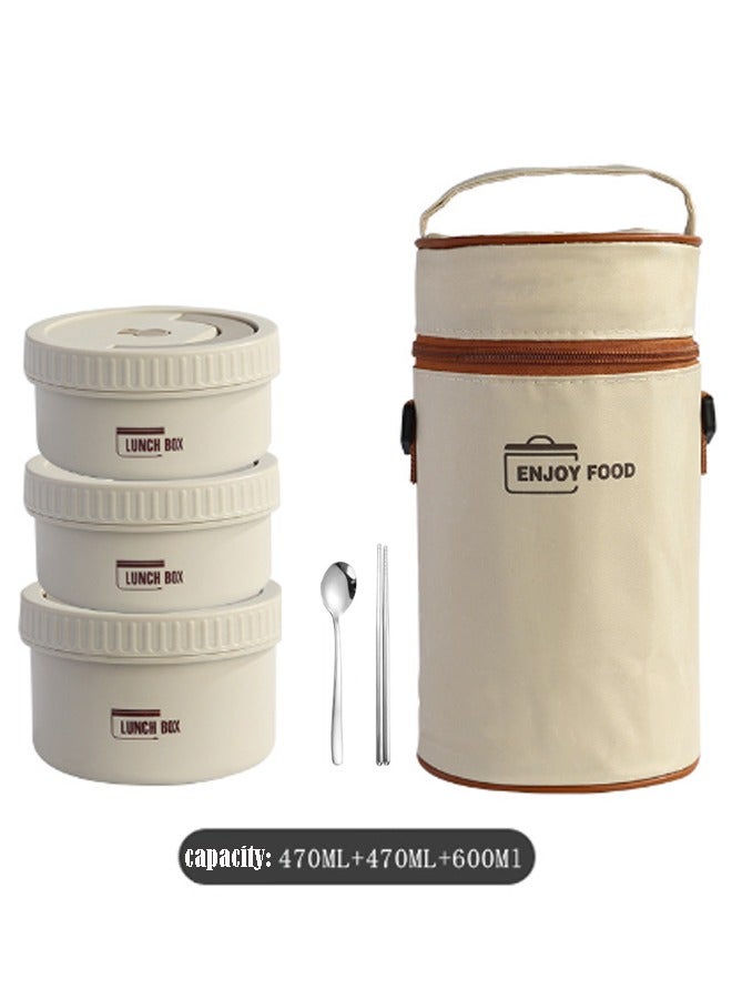 Stainless Steel Lunch Box Set 3 Pcs With Thermal Insulated Bag